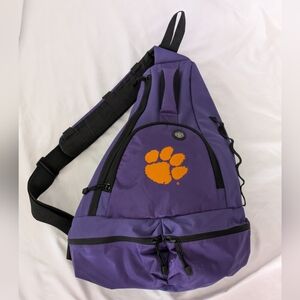 New w/o Tags Clemson Tigers Purple Orange 21" Cross Body Sling Bag Backpack